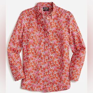 Classic-fit drapey cupro shirt in pink floral